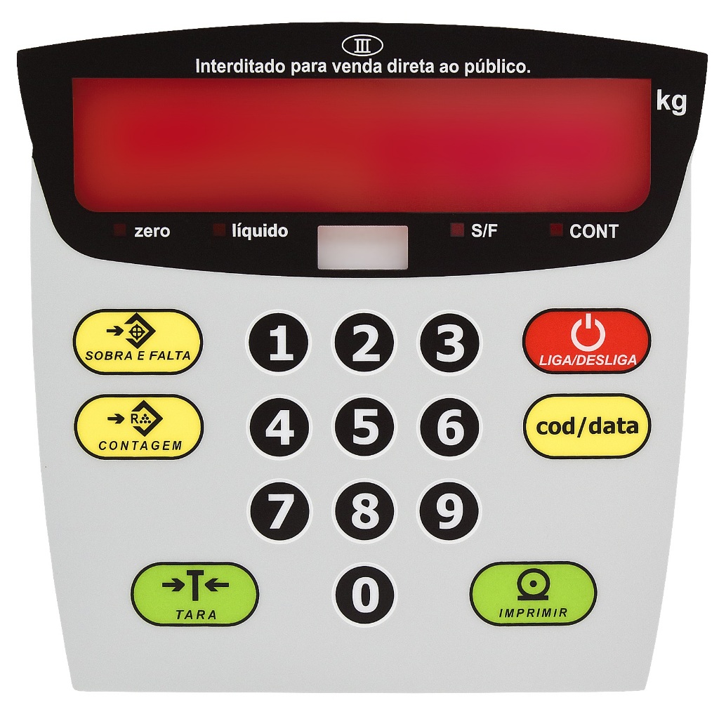 TND Membrana Compatível para Balança Filizola IDM Led 16 Teclas cinza com visor vermelho