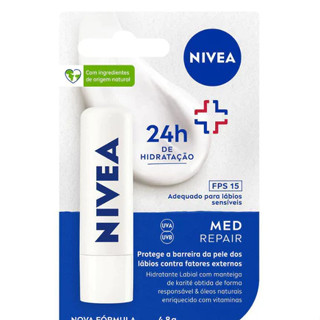 Hidratante Labial Protetor Nivea FPS15 Med Repair 4,8g em Oferta na Shopee