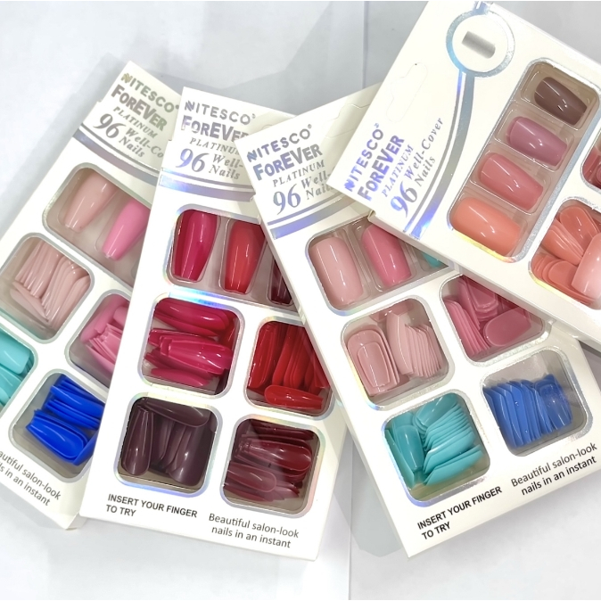 Cartela com 96 Unhas Postiças Variadas Versatilidade para Todos os Looks e Ocasiões em Oferta na Shopee