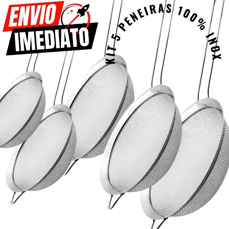 Kit 04 Peneira 10 CM 100% Inox Sucos Farinhas Tapioca Bebidas Prático Durável Casa Cozinha Restaurante Barman Qualidade