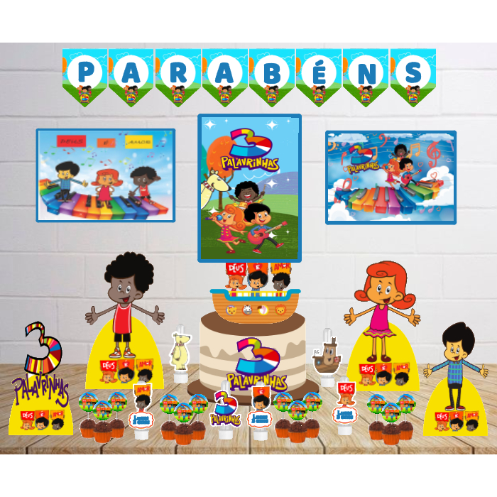 Kit Festa Personalizado Festa Infantil 3 Palavrinhas Decoração Aniversário Só Um Bolinho Mesversário Lembrancinhas