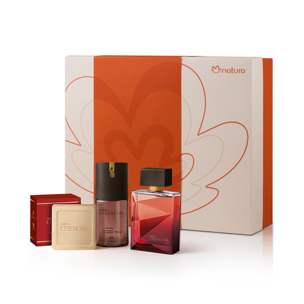 Presente Kit Natura Essencial Ato Masculino Perfume Deo Parfum 100 ml + Desodorante Corporal 100 ml + Sabonete 110 g
