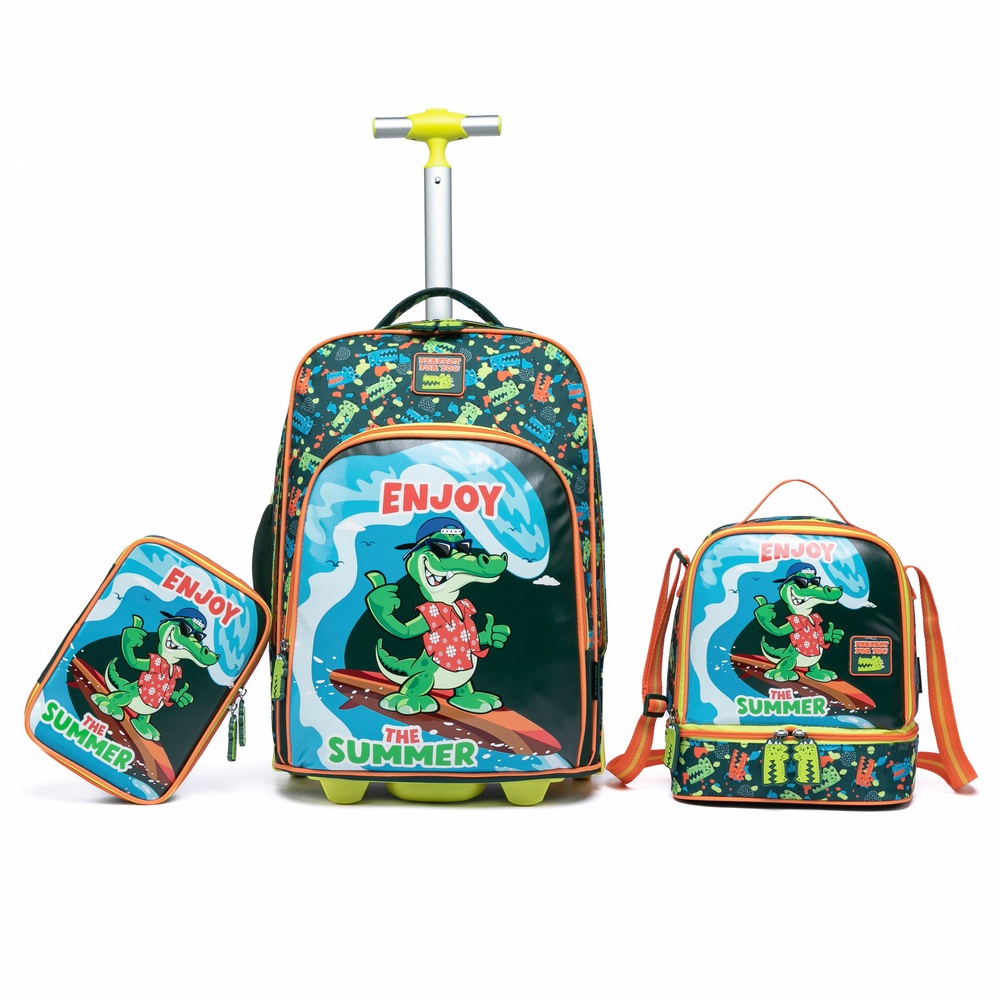 Kit Mochila de Rodinhas Infantil Menino Lancheira Térmica Estojo Perfect For You em Oferta na Shopee