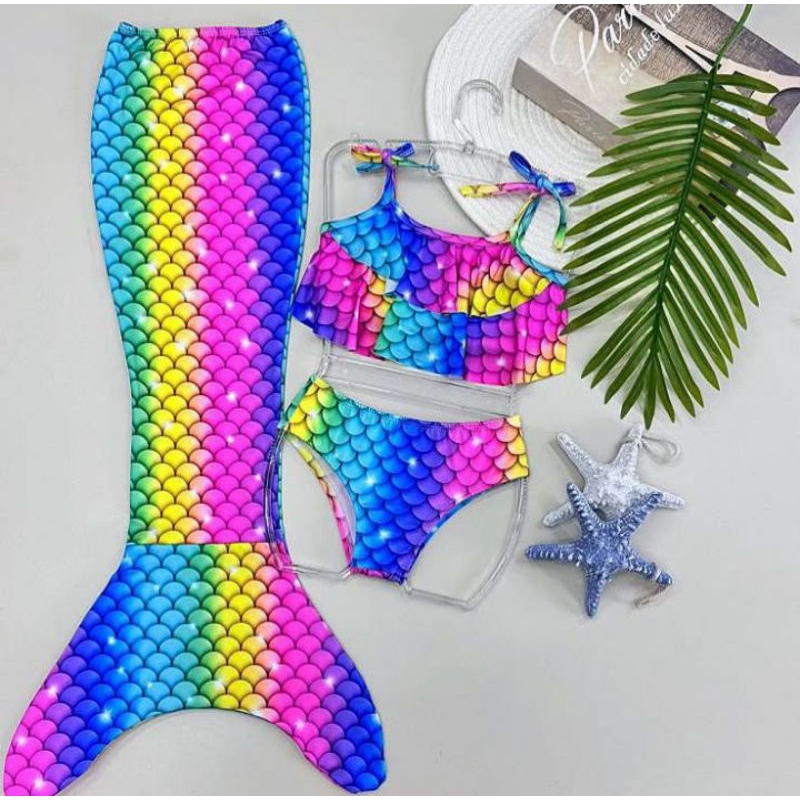 Biquini Sereia Cauda Fechada e Aberta Moda Praia Ensaio Feminina Infantil Menina