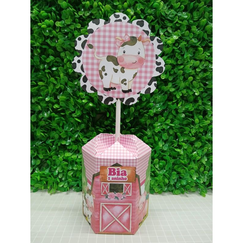Centros de mesa fazendinha( PEGUE E MONTE )/KIT PERSONALIZADOS CENTROS DE MESA FAZENDINHA ROSA PARA LEMBRANCINHA