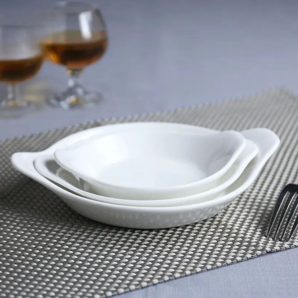 Kit Marinex De Vidro Assadeira Oval 3 Peças Luxuosa E Moderna Mesa Posta Jantar Natal