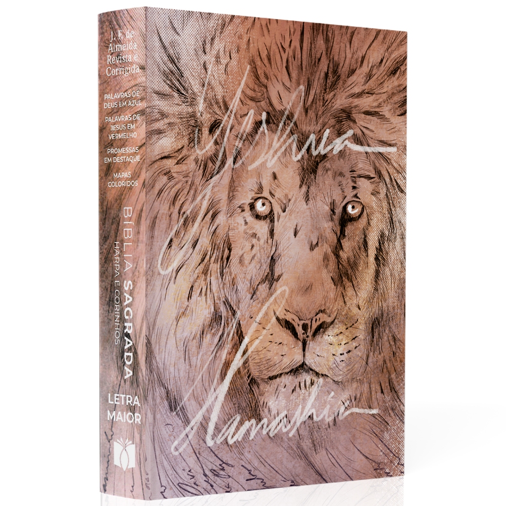 Bíblia Sagrada Leão Yeshua | ARC | Harpa Avivada e Corinhos | Capa Dura