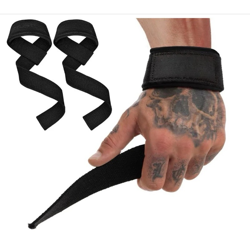 Strap 100% Algodão Tala Com Munhequeira Macia Musculação Exercício Academia Crossfit Treino Força Punho Puxada Fitnes