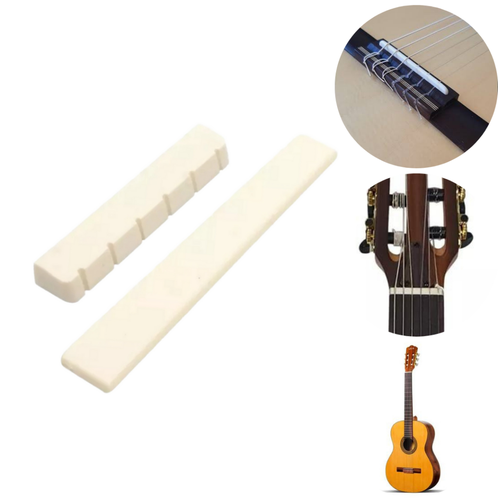 kit com 1 pestana + 1 rastilho para violao classico nylon nailon 52x80mm 52 x 80 mm 100% osso animal em Oferta na Shopee
