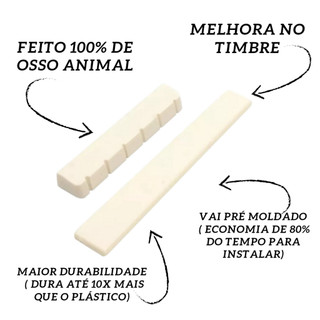 Pestana nut 52mm + rastilho 80mm 100% osso animal para violão violao classico nailon