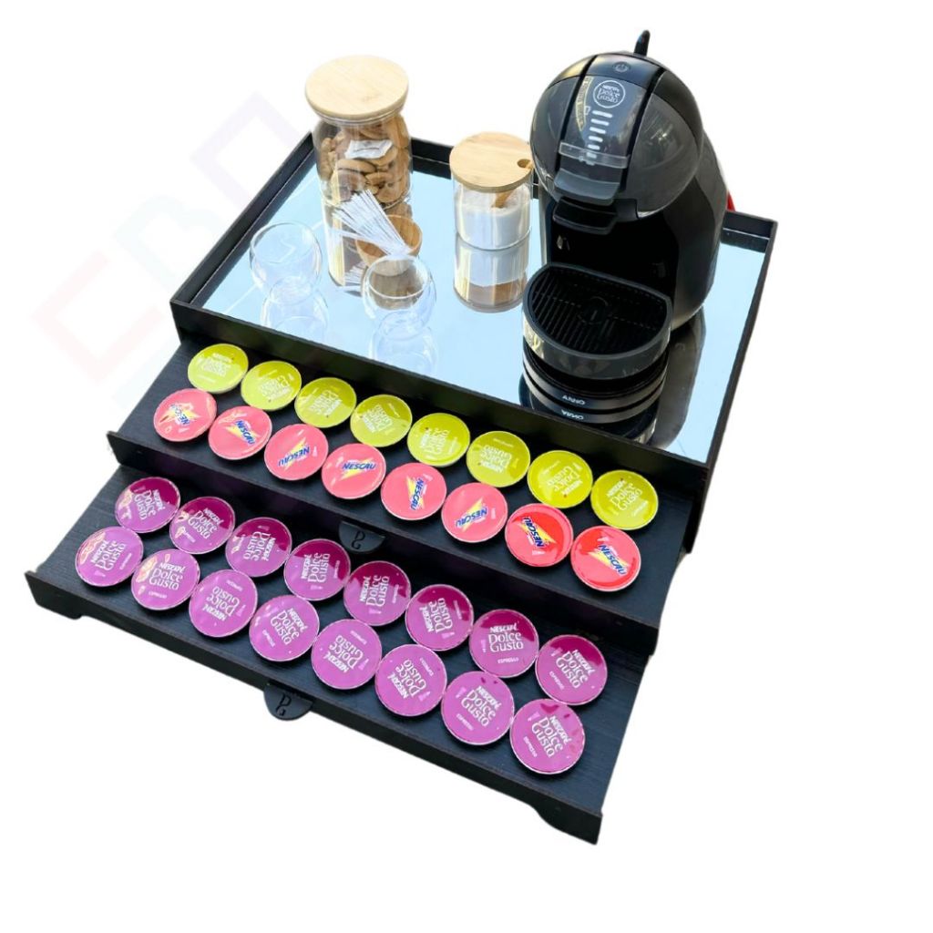 Bandeja Porta Capsulas Espelhada Cantinho do Cafe Maquina Dolce Gusto Nespresso 3 Corações Cha Mdf em Oferta na Shopee
