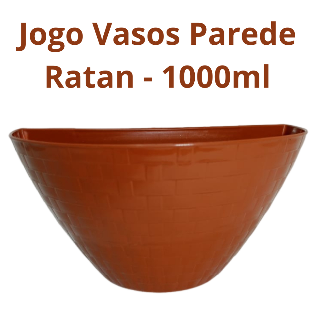 Jogo Vaso Parede RATTAN 1 Litro Jogo Vaso Meia Lua Cachepô Plástico Jardim Vertical Orquídea