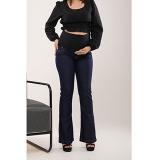 Calça Flare Jeans P/Grávida Cós Alto Adaptavel Gestante em Oferta na Shopee