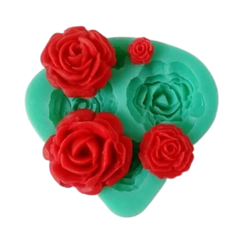 Forma Molde Silicone Sabonete Vela Biscuit Resina - Mini Rosas 4 Cavidades
