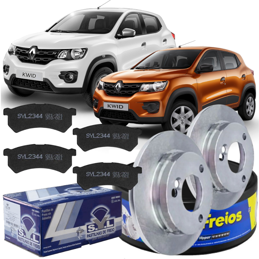 Kit Disco e Pastilha de Freio Dianteira Renault Kwid Solido 2018 2019 2020