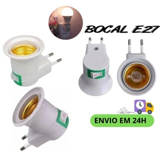 Bocal de Lampada Tomada Soquete E27 110/220v Botão Liga/ desliga em Oferta na Shopee