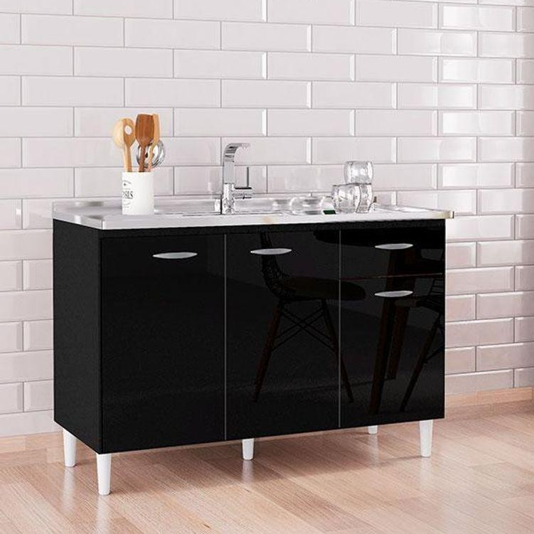 Balcão De Pia 120 cm Preto - Poquema em Oferta na Shopee