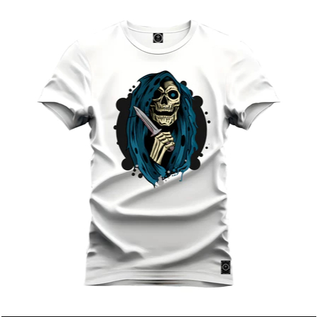 Camiseta Estampada Unissex Macia Confortável Premium Caveira 2025