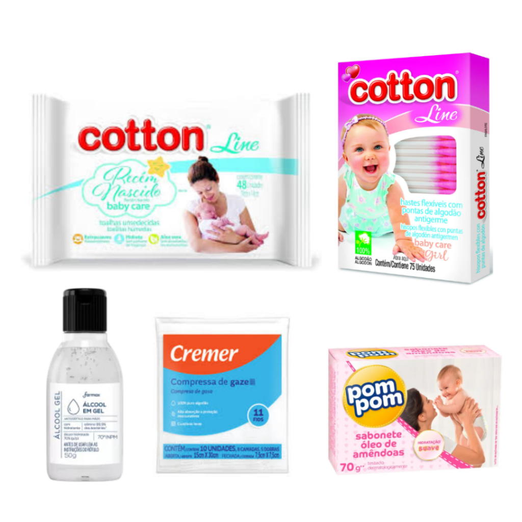 Kit Cuidados com o Recém nascido na Maternidade Cotton Line com 5 itens Menina em Oferta na Shopee