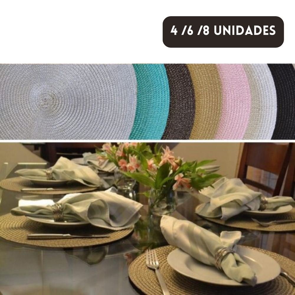 Kit Jogo Americano Mesa Posta Sousplat 4 6 8 Lugares Descanso de Prato Lavável Moderno Luxo Decoração Jantar Rotundidade