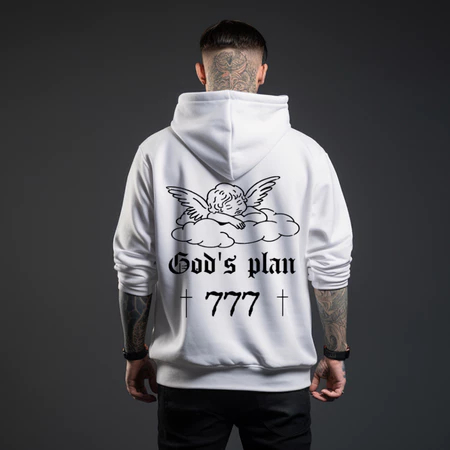 Moletom blusa de frio canguru estampado god`s plan anjo 777