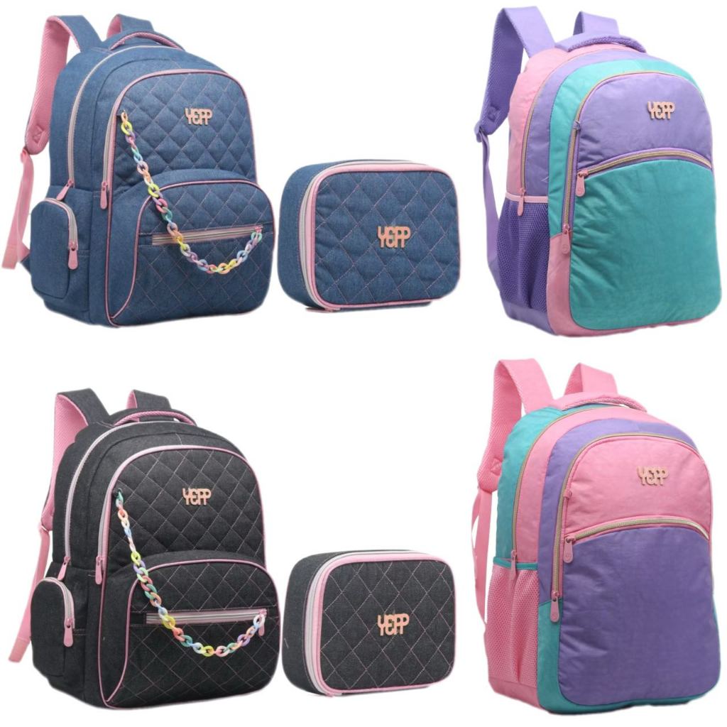 Mochila Estojo Box Feminina Escolar Juvenil Yepp De Costas