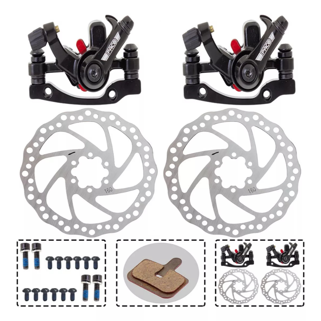 Kit Freio A Disco 160mm Mecânico Pinça Rotor Para Bicicleta Mtb Paco