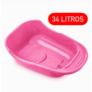 Banheira Adoleta 34 litros grande com válvula e porta sabonete menino menina em Oferta na Shopee