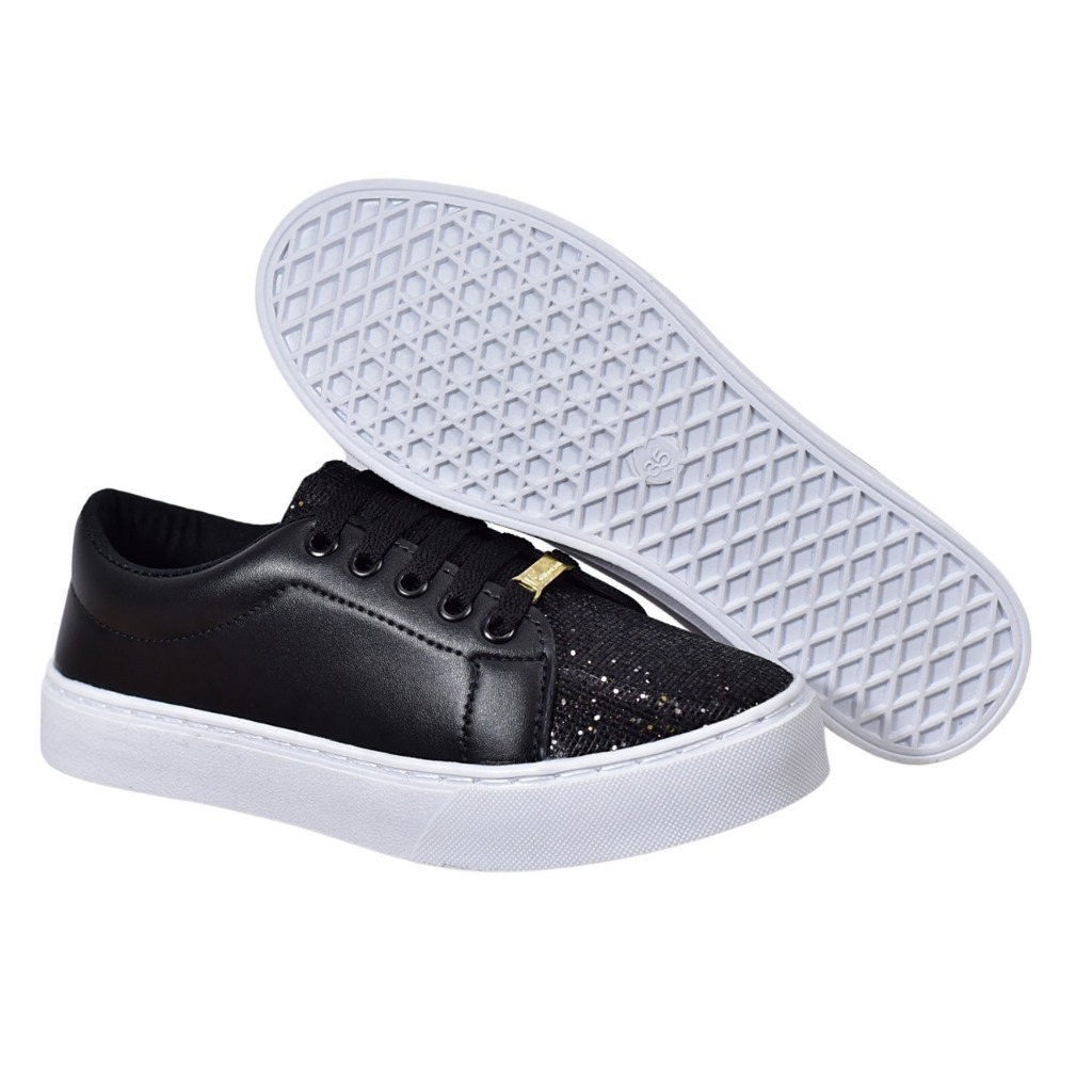 Tênis em Glitter Feminino Sapatênis Casual Macio e Confortavel Mais vendido
