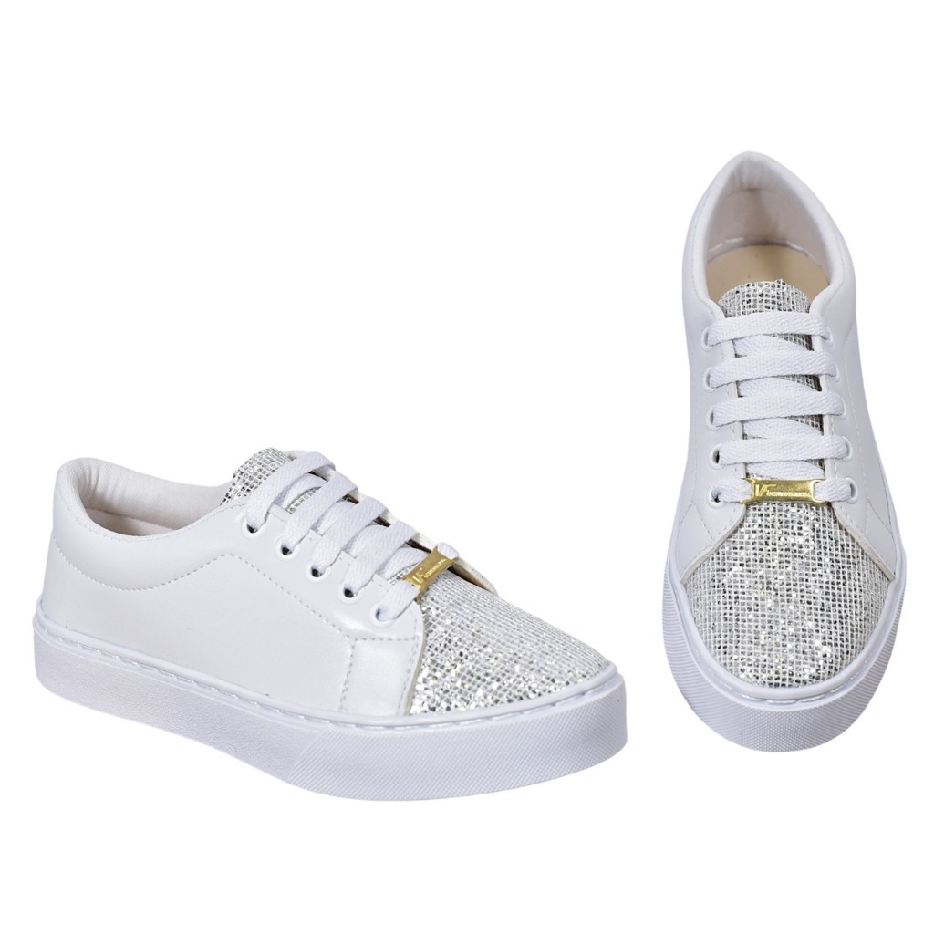 Tênis Sapatênis Casual Feminino Mácio E Confortável Glitter Brilho