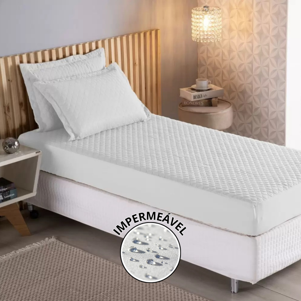 Protetor de Colchão 100% Impermeável Capa Cama Solteiro Box Matelado Ultrassônico Com Elástico