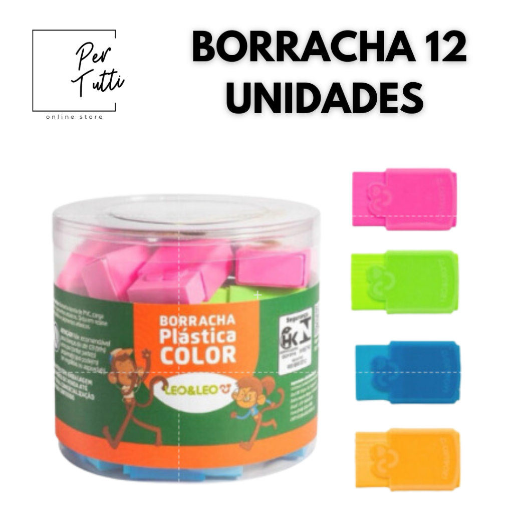 Borracha Branca Escolar Com Capinha Kit Borracha Escolar Colorida em Oferta na Shopee