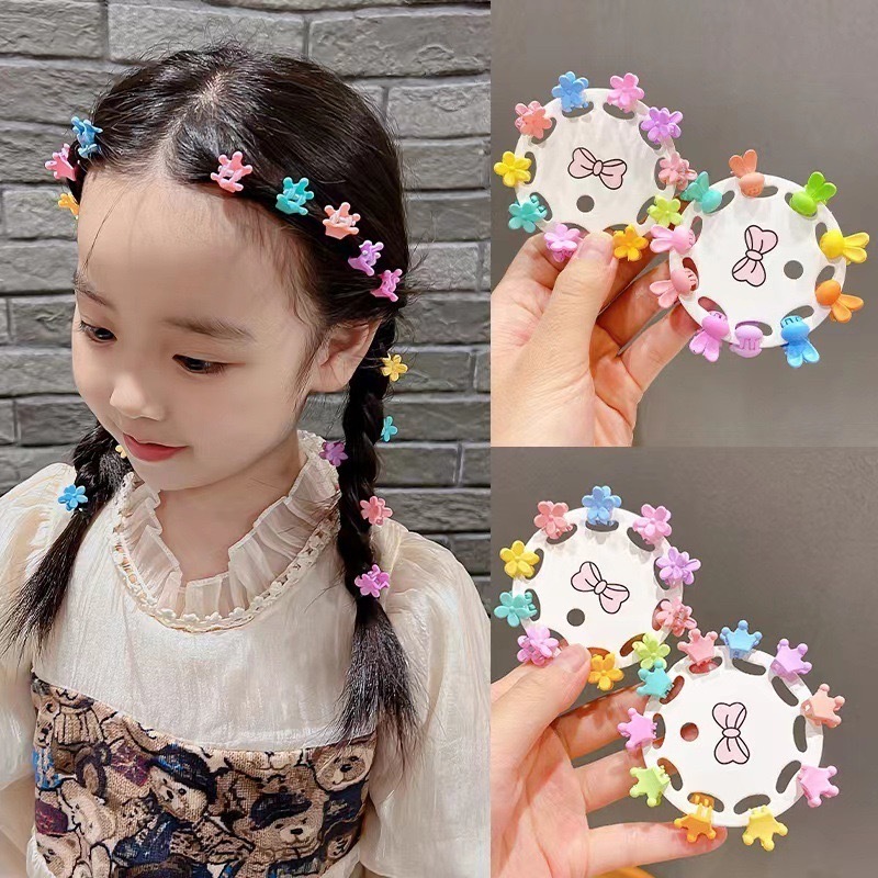 Kit 60 Pcs Mini Fofo Piranhas De Cabelo Para Meninas Coloridos Grampo Com Desenho Coelho Flor Coroa Estrela