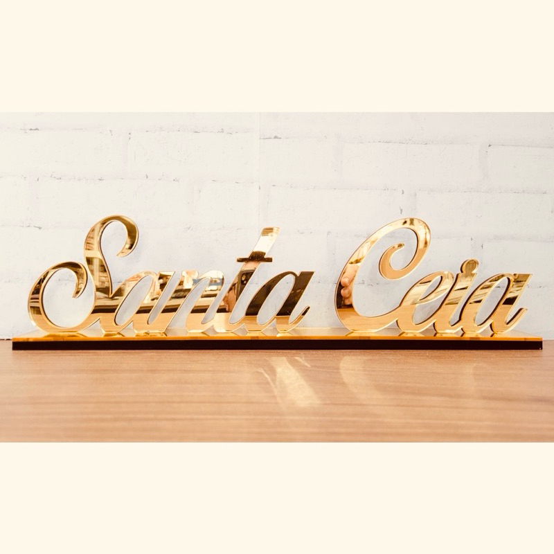 Santa Ceia em acrílico espelhado decoração de mesa em Oferta na Shopee