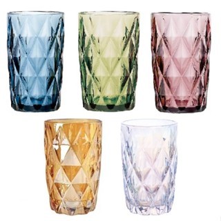 Conjunto com 6 Unidades de Copos de Vidro Diamond 350 ML Color KE HOME em Oferta na Shopee