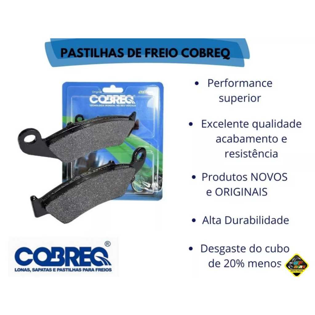 KIT PAR PASTILHAS FREIO HONDA XRE 300 2009 A 2018  S/ABS ORIGINALL COBREQ-Falcon1999 à 2008 PROMOÇÃO