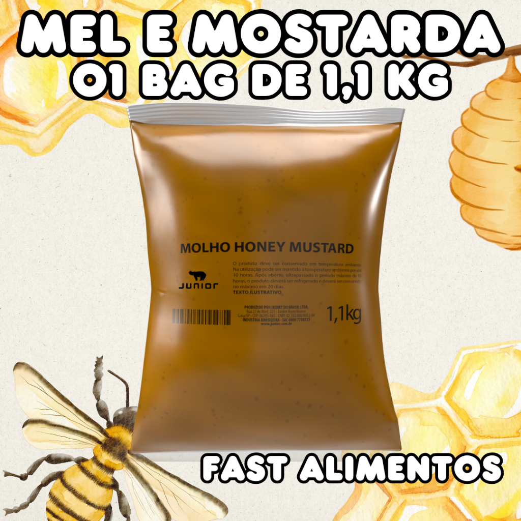 Molho Honey Mustard Junior Bag 1,1kg - 01 BAG - Sabor Mel e Mostarda para Sanduíches e Saladas em Oferta na Shopee