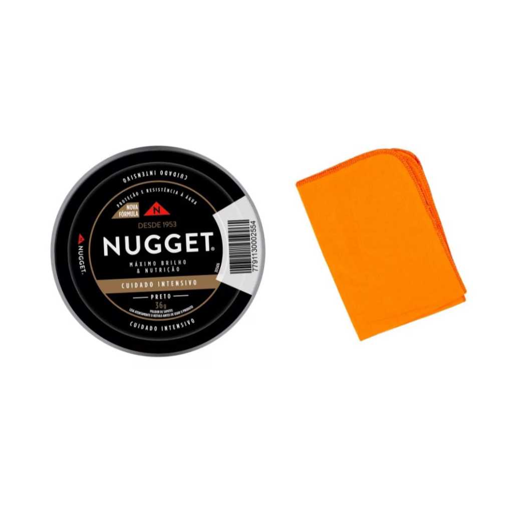 Kit Graxa de sapato em Pasta Nugget Preta 35g + Flanela