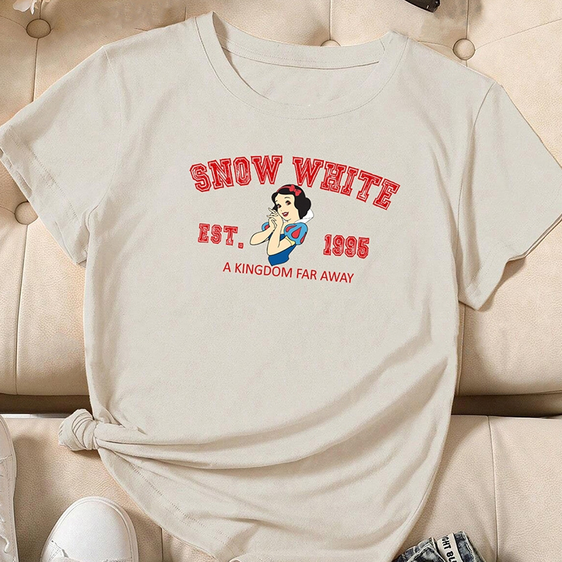 Camiseta feminina de algodão princesas Disney Branca de neve off white premium em Oferta na Shopee