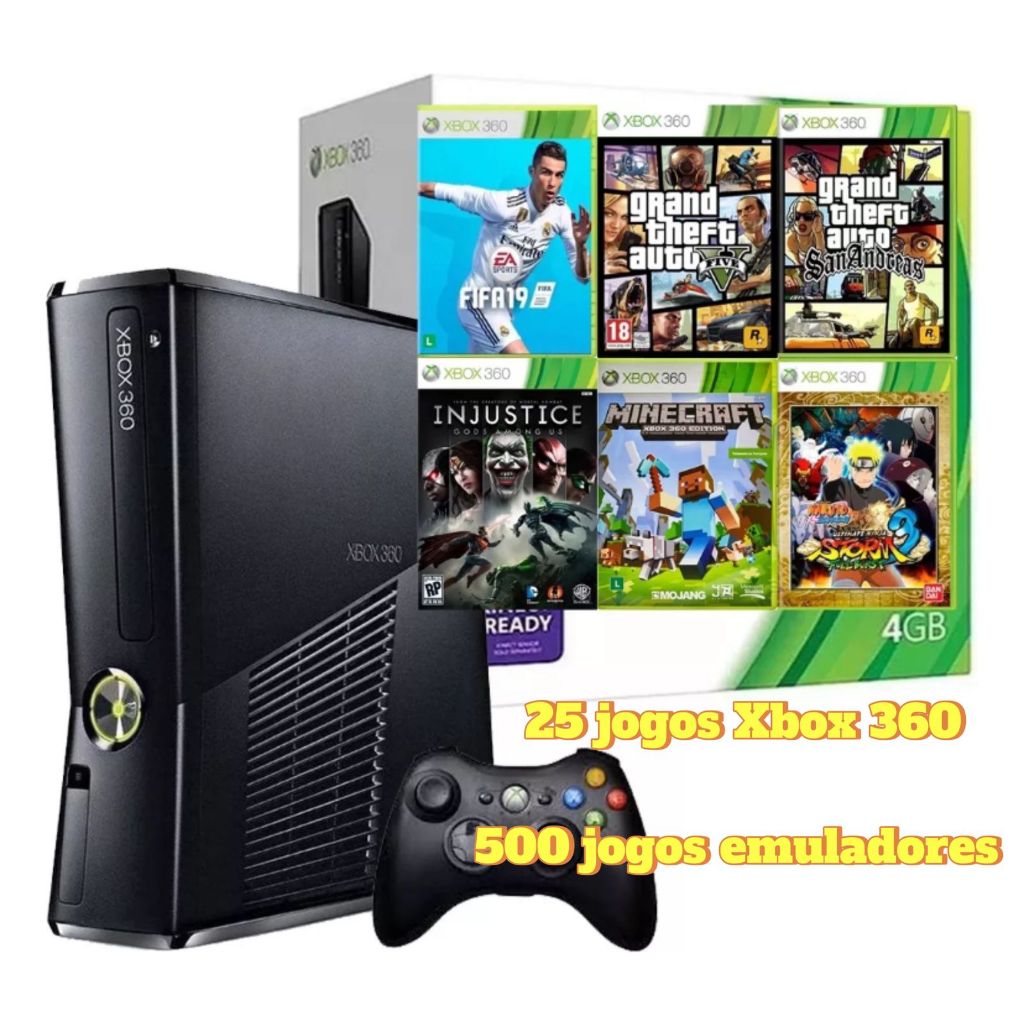 Xbox 360 destravado/desbloqueado + controle + HD + jogos