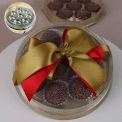 10~40 Caixa Redonda Dourado C/8 Cavidades P/ Bombons 14080 (BWB) (CHOCO)