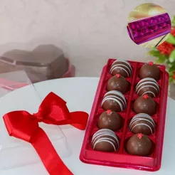 10~40 Caixa Vermelho C/ 10 Cavidades P/ 10 Bombons 14002 (BWB) (CHOCO)
