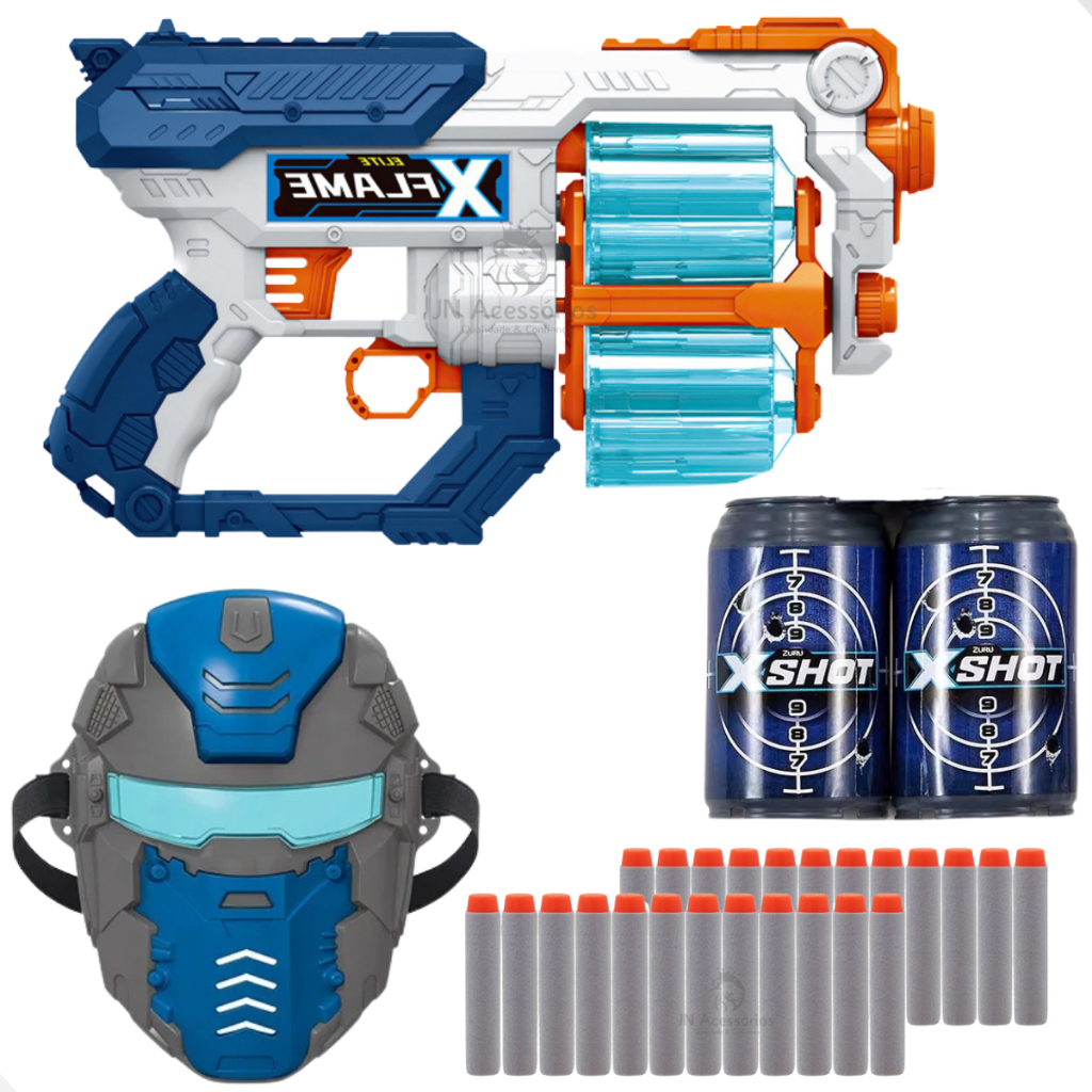 Kit Pistola de Dardos Com Carregador Duplo Mascara e Alvos