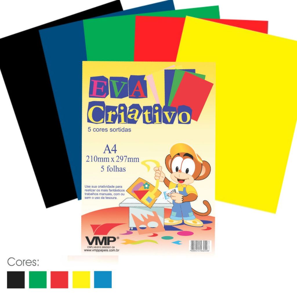 10 Folhas de E.V.A Placa de Eva A4 Folha Sulfite Eva para Artesanato Material Escolar Volta as Aulas