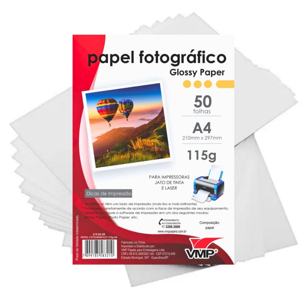 50/100 Folhas Papel Fotográfico Branco 115g Papel Impressão Foto A4 Papel Impressora Fotos Glossy em Oferta na Shopee
