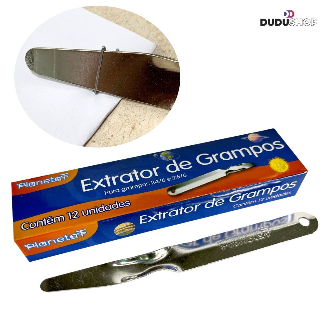 Extrator de Grampo Office Escritório Prata Tira Grampo Grampeador Para Grampos 24/6 e 26/6cm