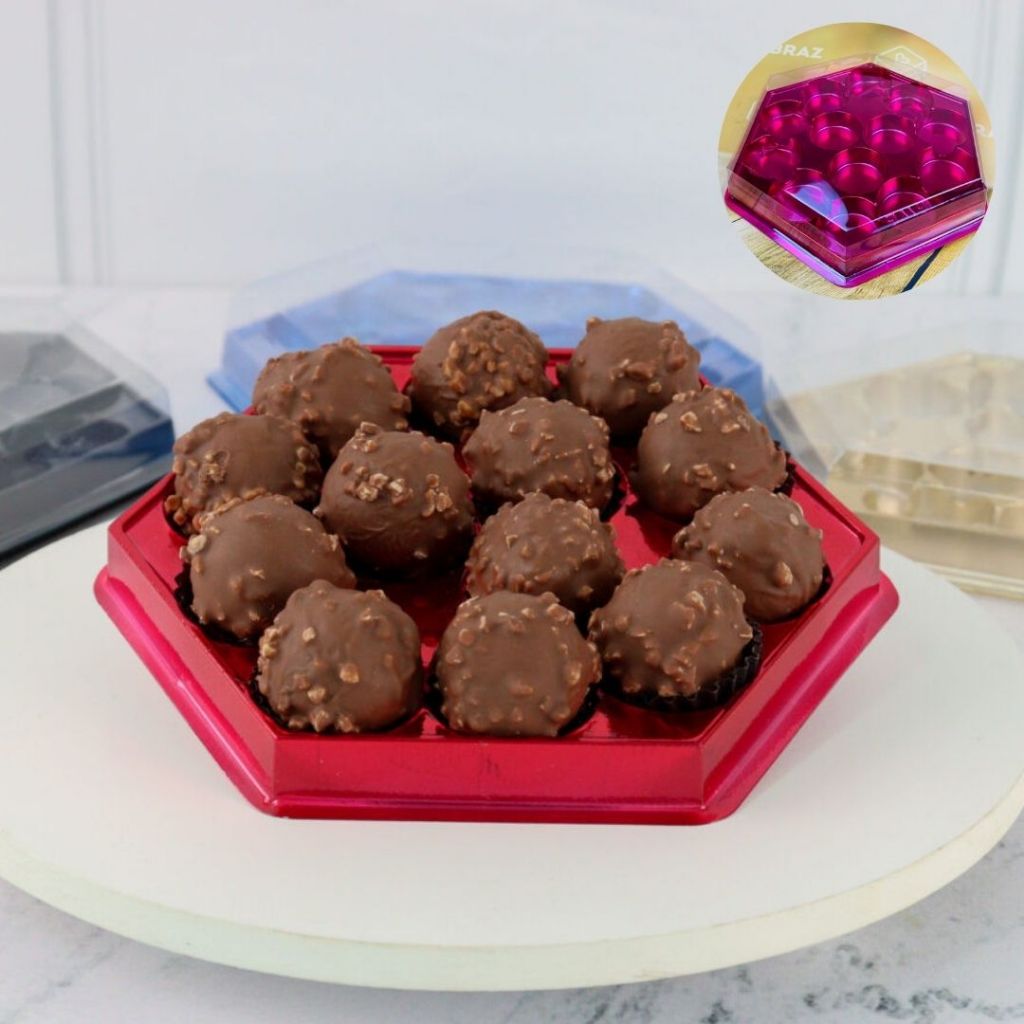 10 ~ 40 Caixa Sextavada Vermelho C/ 13 Cavidades P/ Bombons 14032 (BWB) em Oferta na Shopee