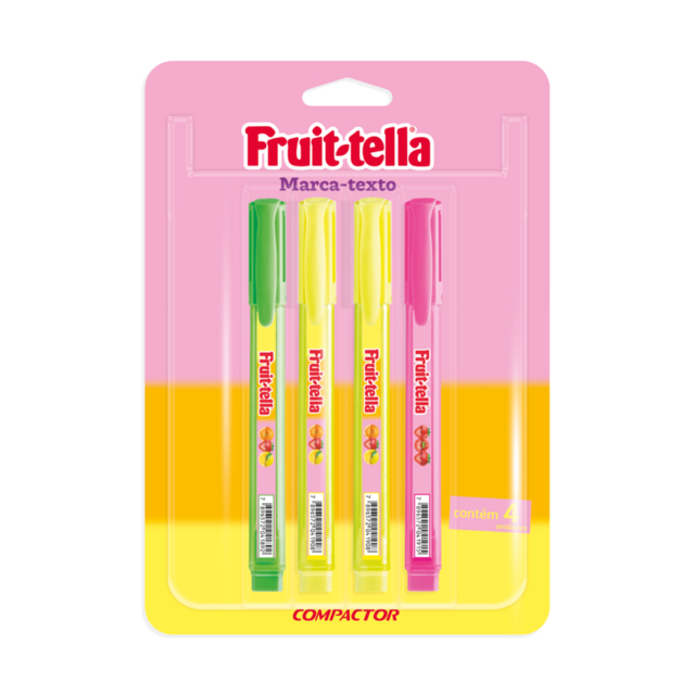 Destaq Fruit-Tella - Marca-texto Com Cheirinho 4 Cores - Compactor
