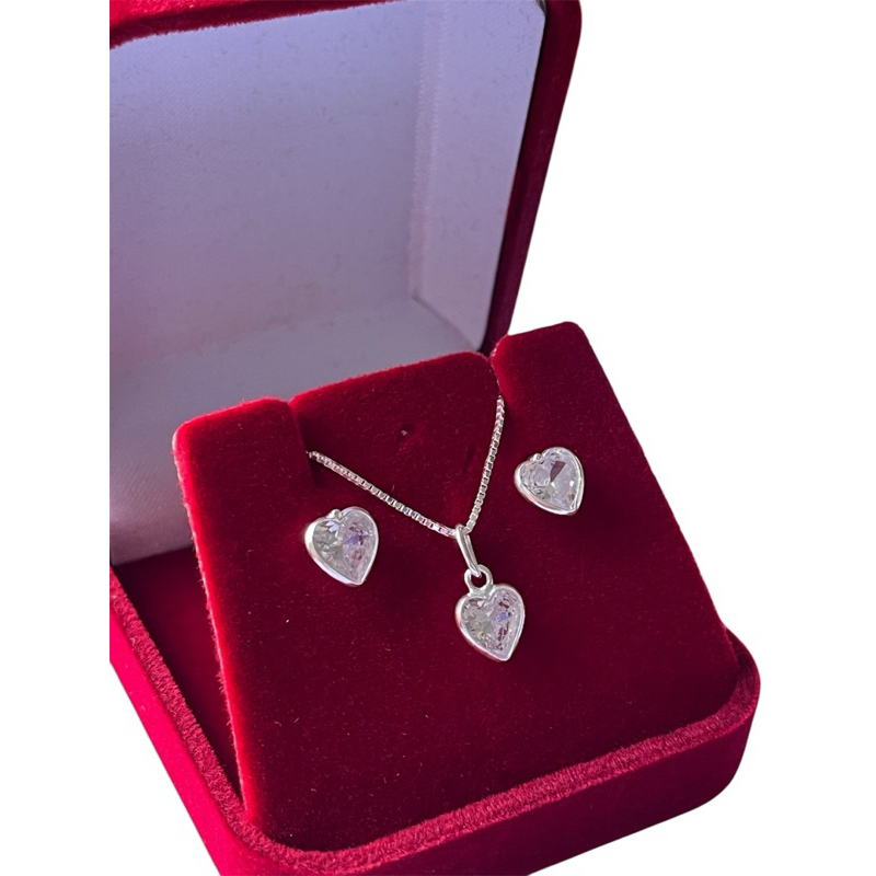 kit conjunto colar feminino veneziana 45cm  coração em prata 925 legítima + caixinha de veludo em Oferta na Shopee
