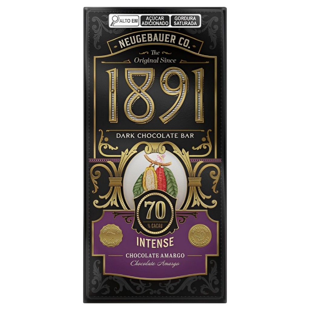 Tablete 1891 Chocolate Amargo 70% Cacau Intense 90g Neugebauer